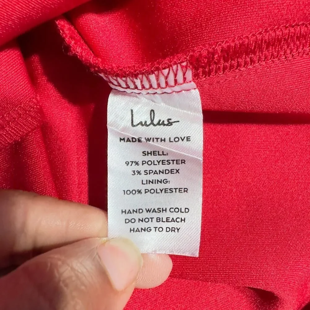 Lulus Get the Party Going Cocktail Bodycon Midi Dress Red Women's Size Large NWT - Picture 8 of 9